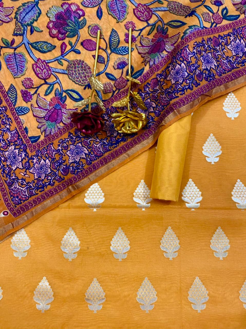 Banarasi Pure Chanderi Lorex Zari Suit With Banarasi Pure Chanderi Digital Print Dupatta