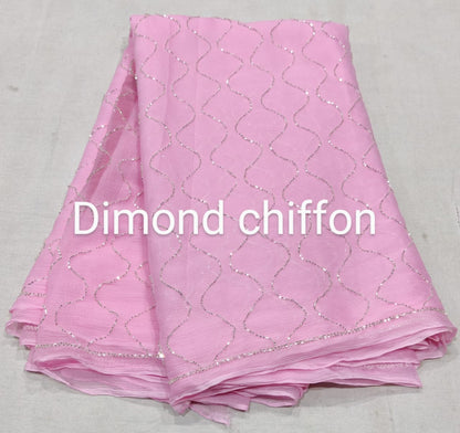 Pure Diamond Chiffon Kadana Jaal Work Saree With Running Blouse