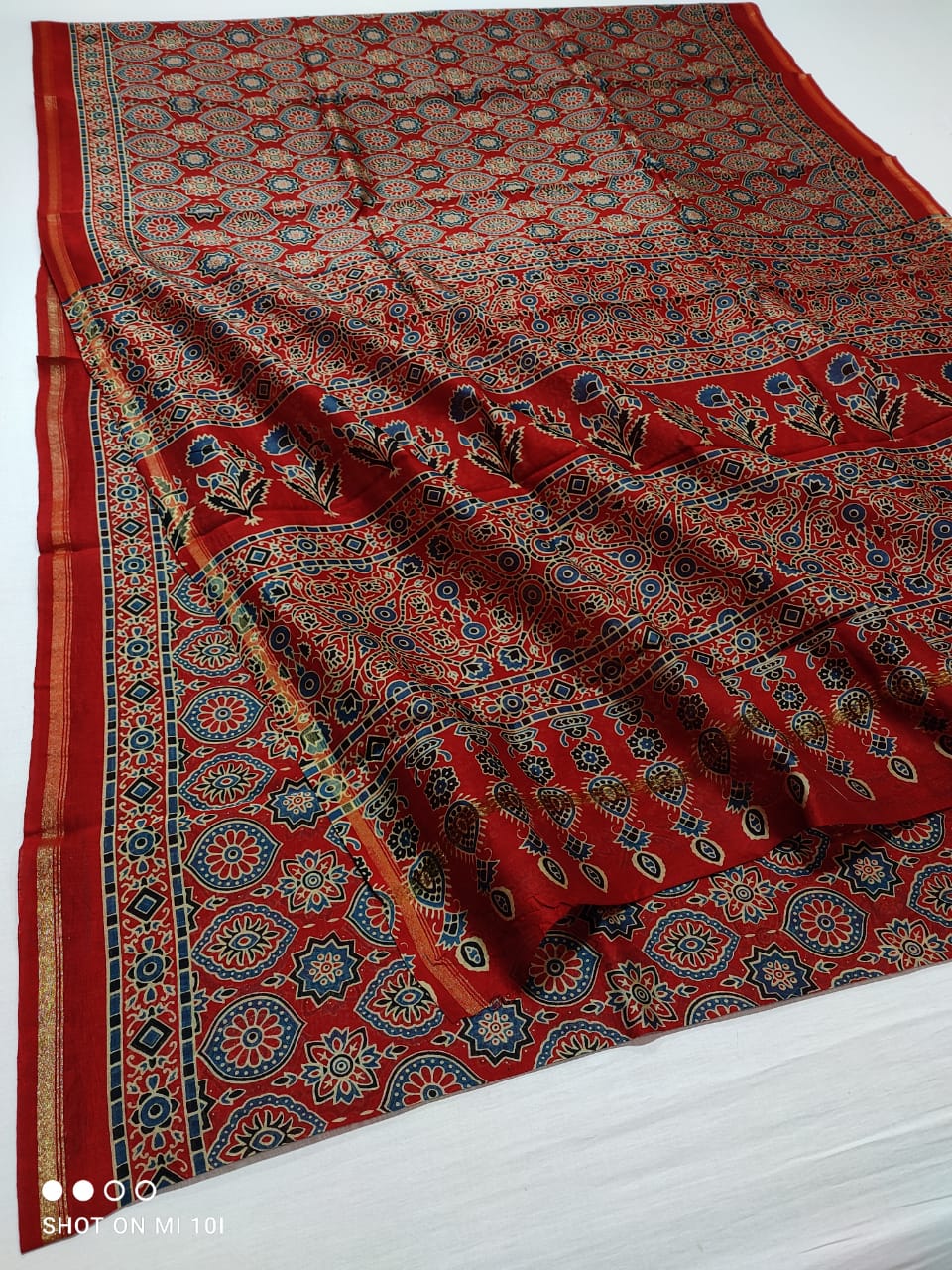 PURE CHANDERI SILK SAREE WITH AZRAK & PATOLA PRINT WITH BLOUSE