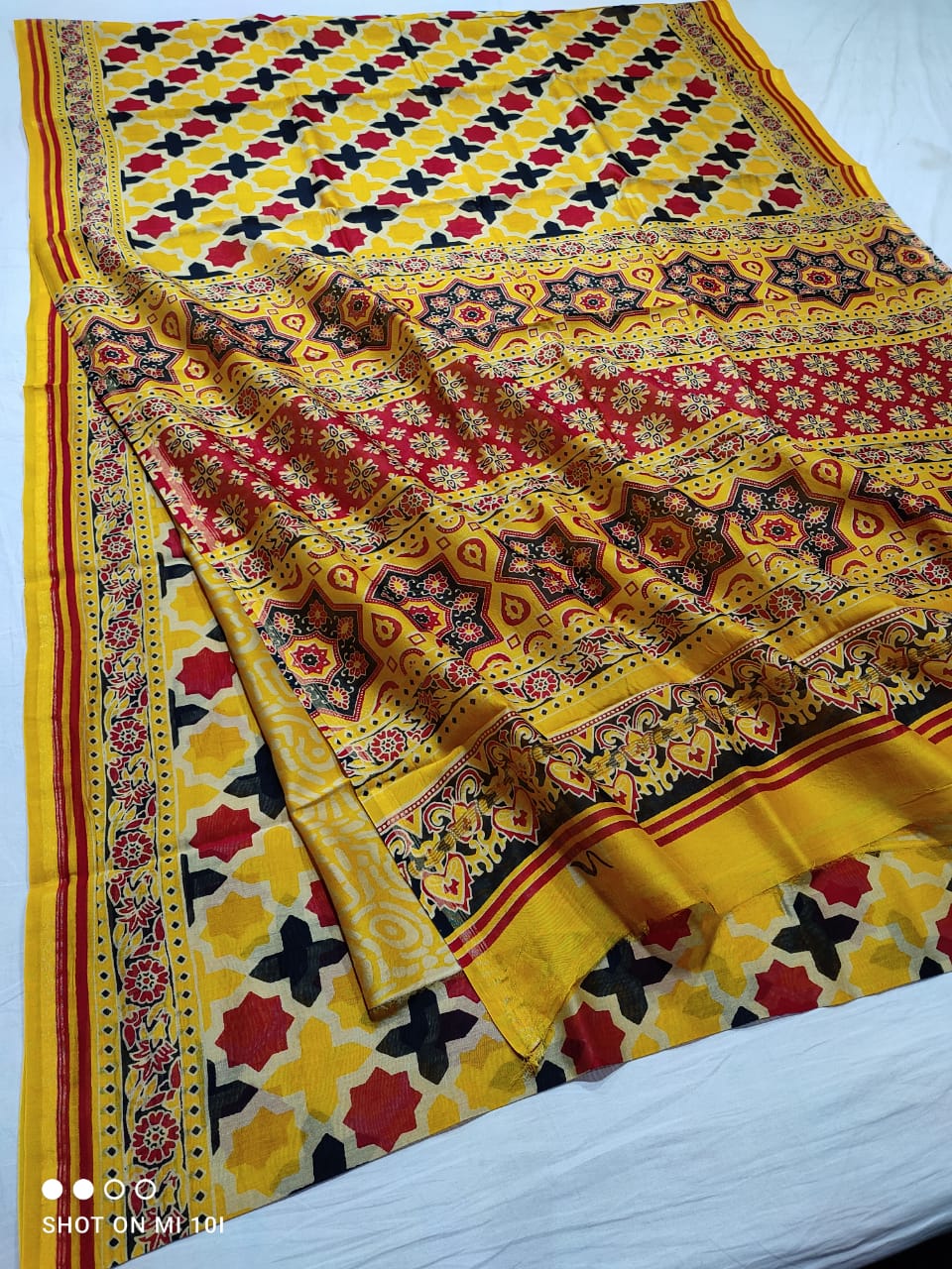 PURE CHANDERI SILK SAREE WITH AZRAK & PATOLA PRINT WITH BLOUSE