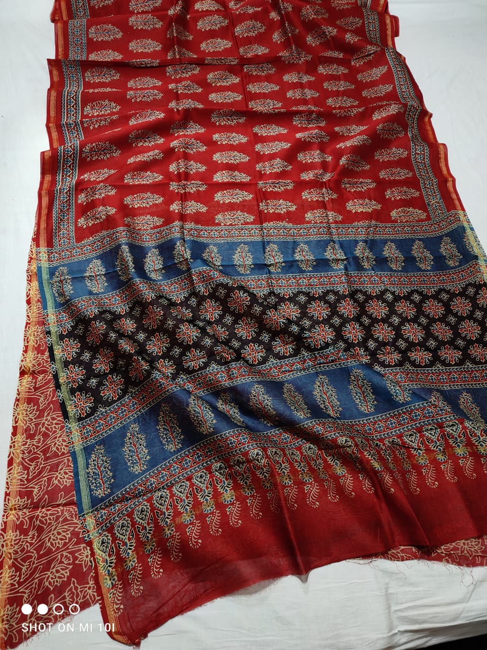 PURE CHANDERI SILK SAREE WITH AZRAK & PATOLA PRINT WITH BLOUSE