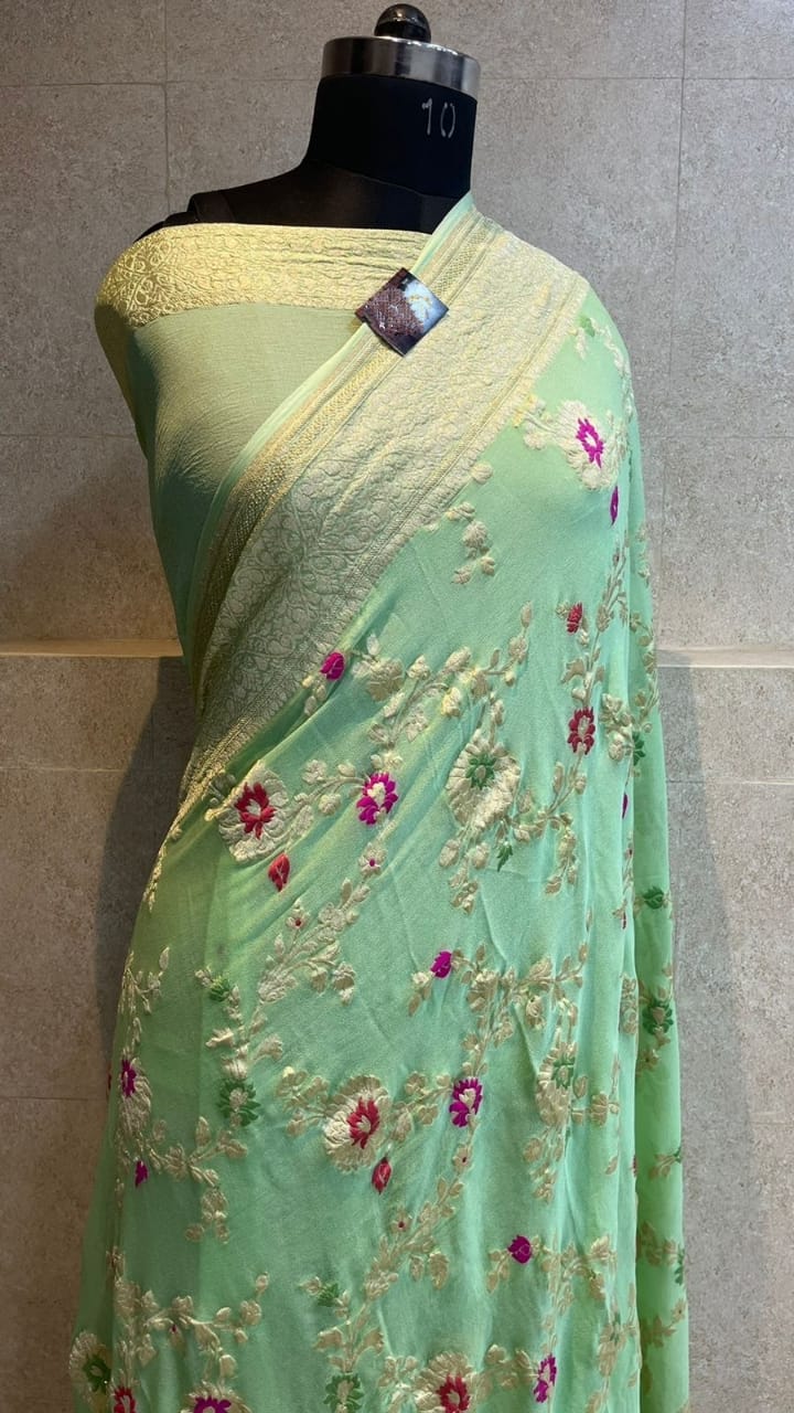 Banarasi Semi Georgette Very Soft Silk Saree With Blouse