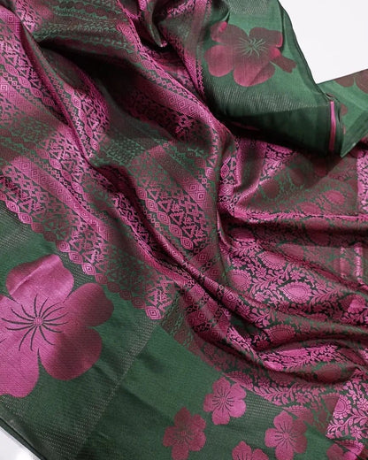 Banarasi Pink Zari Tapeta Silk Saree Designer Rich Pallu