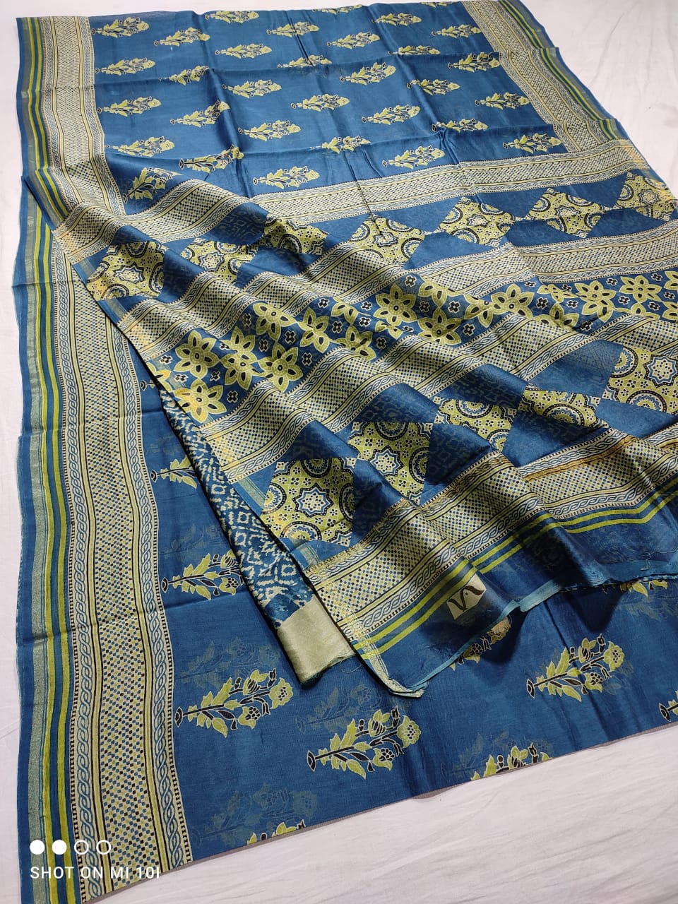 PURE CHANDERI SILK SAREE WITH AZRAK & PATOLA PRINT WITH BLOUSE