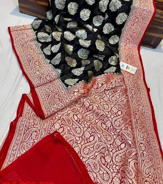 Banarasi Semi Georgette Soft Very Silk Saree With Blouse