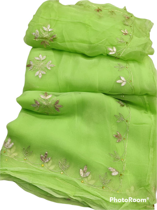 Pure Chiffon Gota Patti Saree With Running Blouse