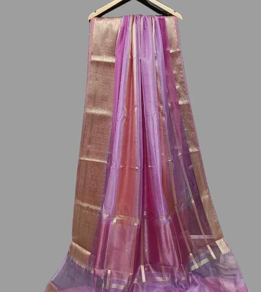 Banarasi Semi Kora Zari lining Weaving Saree