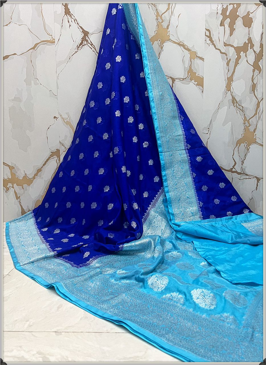 Banarasi Handloom Khaddi Semi Georgette Silk Saree With Blouse