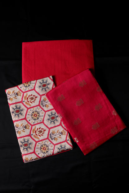 Chanderi Unstitched suit With Chanderi Dupatta (All Over 2.5 mtr)