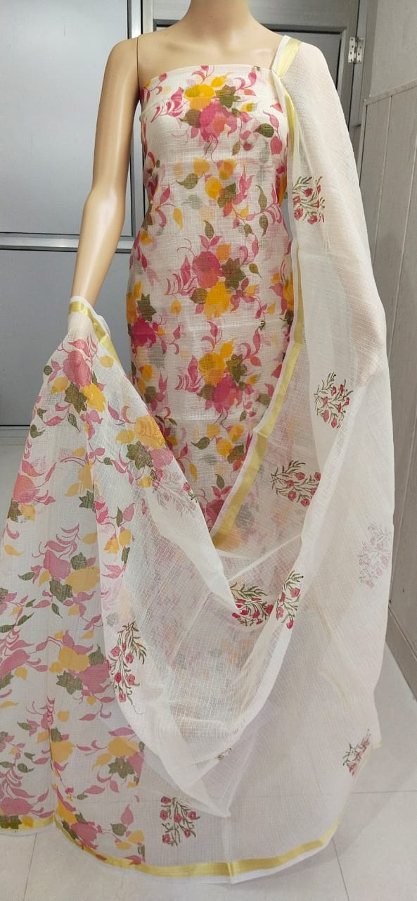 Kota Doriya unstitched suits With Kota Doriya Dupatta (Without Bottom )