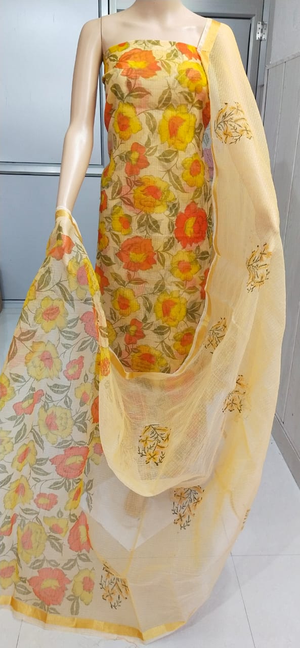 Kota Doriya unstitched suits With Kota Doriya Dupatta (Without Bottom )