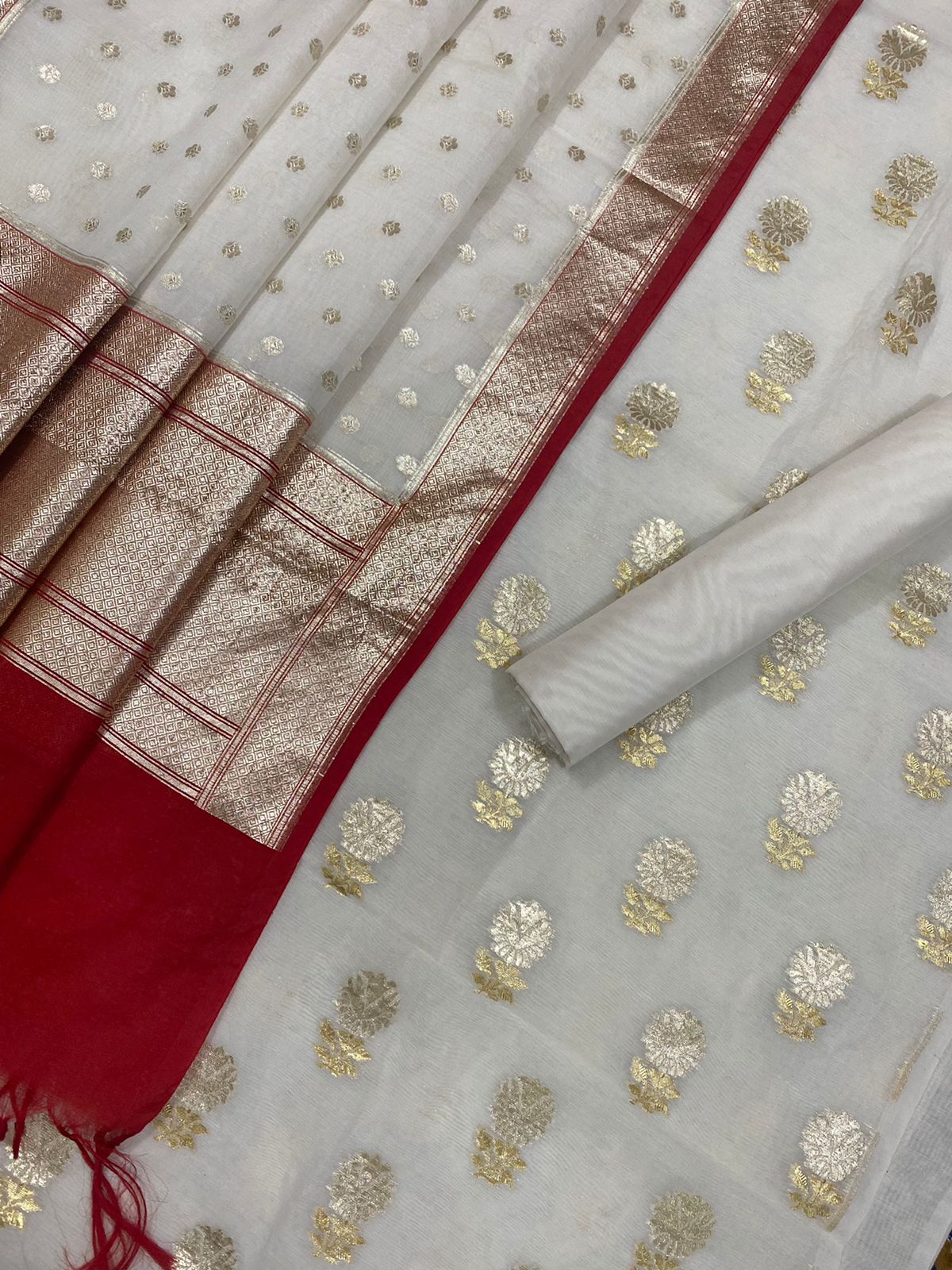 Banarasi Pure Chanderi Lorex Zari Alfi Suit Banarasi Pure Chanderi Lorex Zari Alfi Dupatta