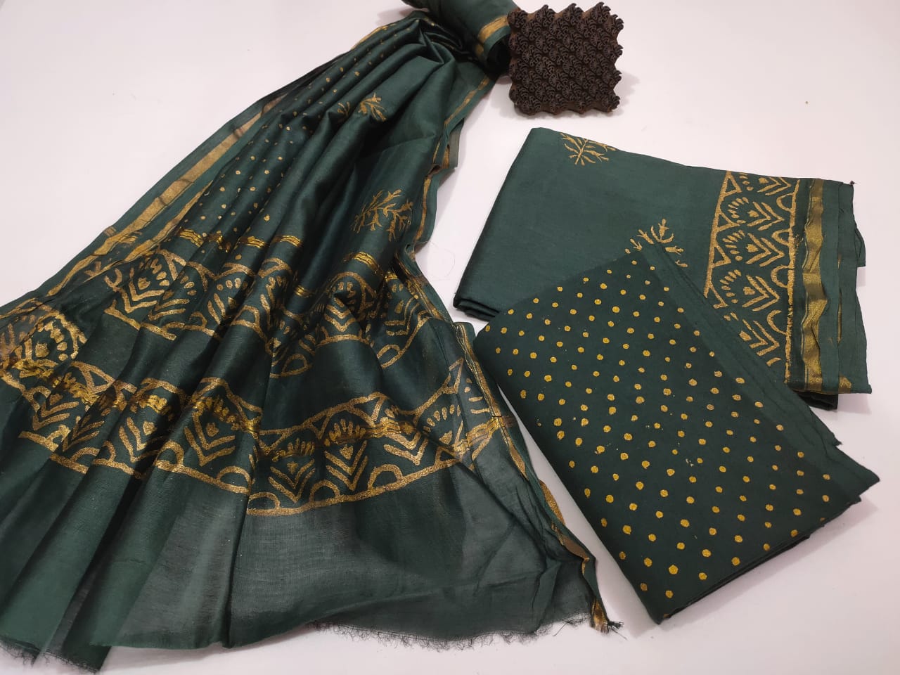 Chanderi Unstitched suit With Chanderi Dupatta (All Over 2.5 mtr)