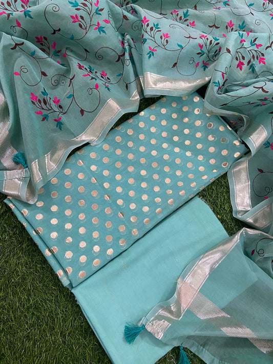 Banarasi Cotton Suit With Embrodery Dupatta