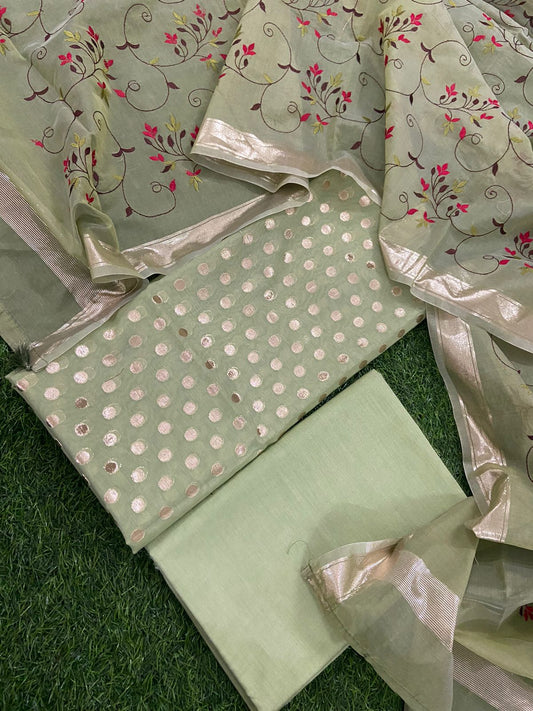 Banarasi Cotton Suit With Embrodery Dupatta