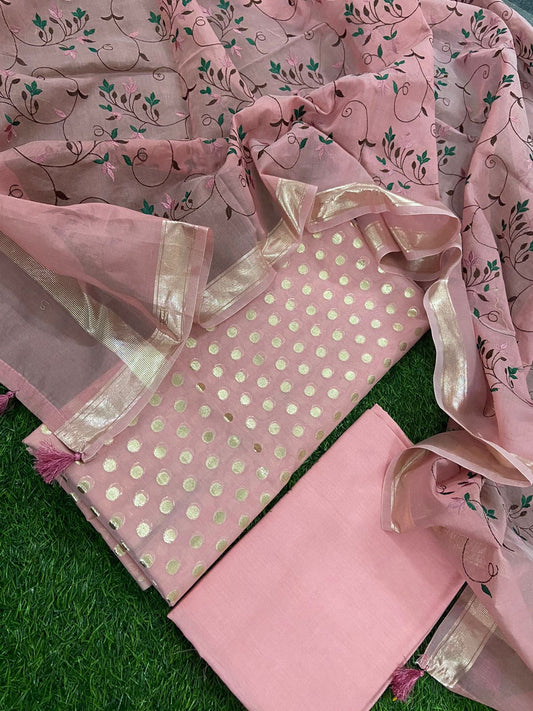 Banarasi Cotton Suit With Embrodery Dupatta