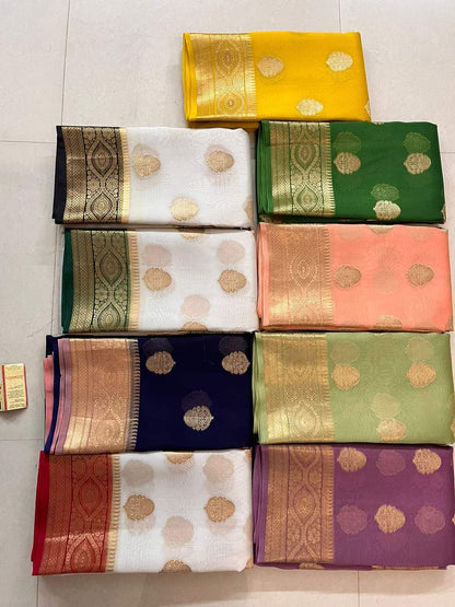 Banarasi Semi Kora Organza Silk Saree With Blouse