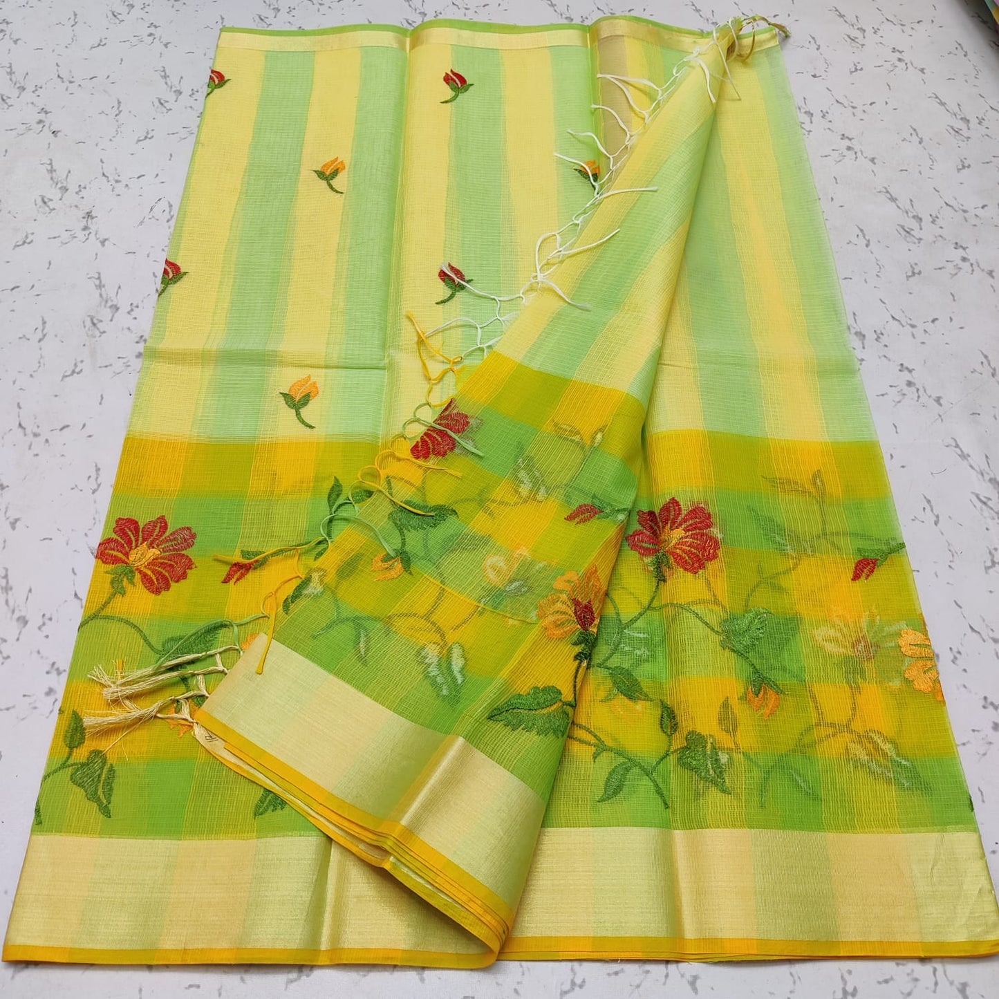 Kota Doriya Embroidery Work Saree With Blouse