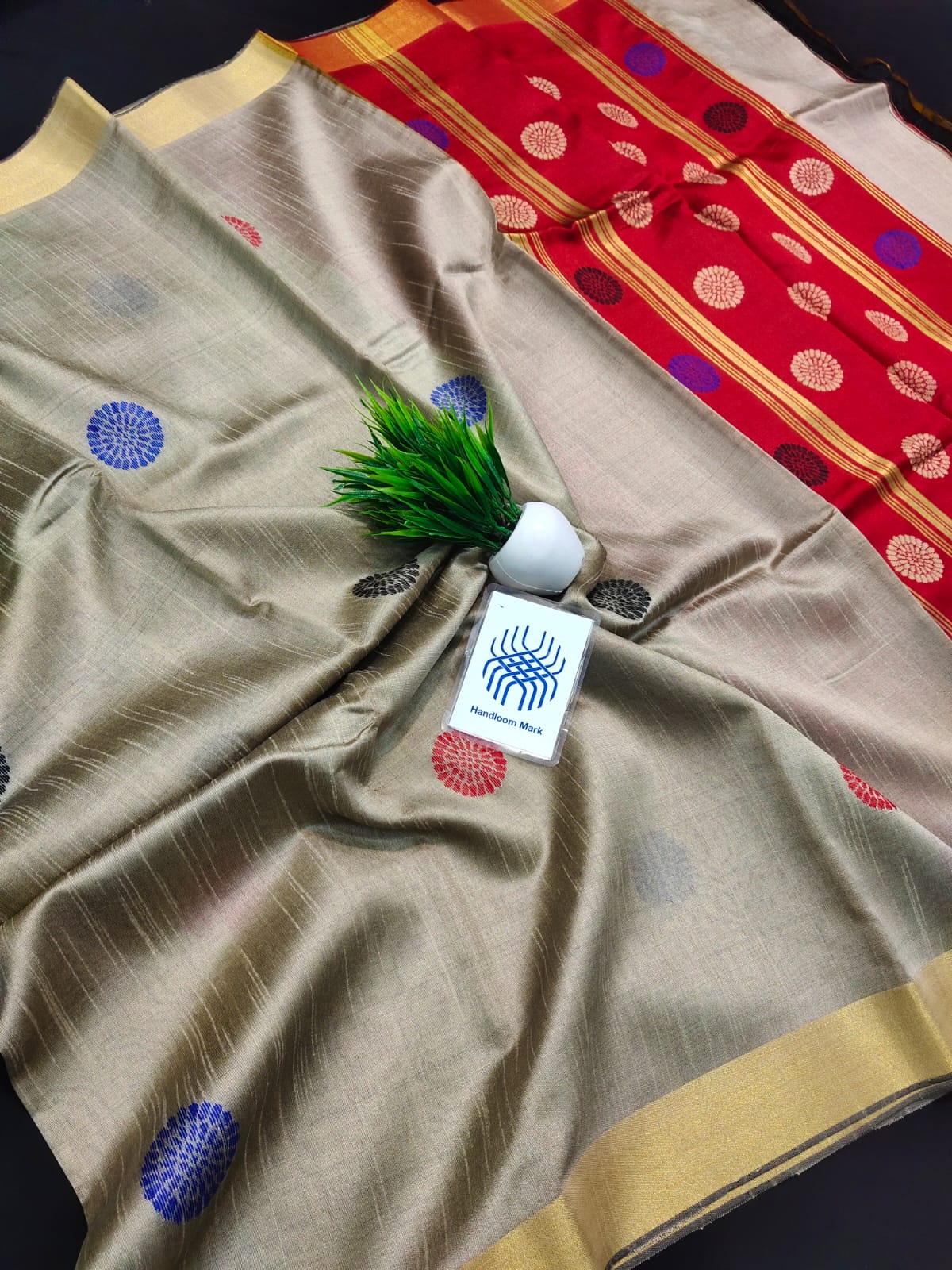 Handloom Raw Silk Design Saree With Contrast Blouse