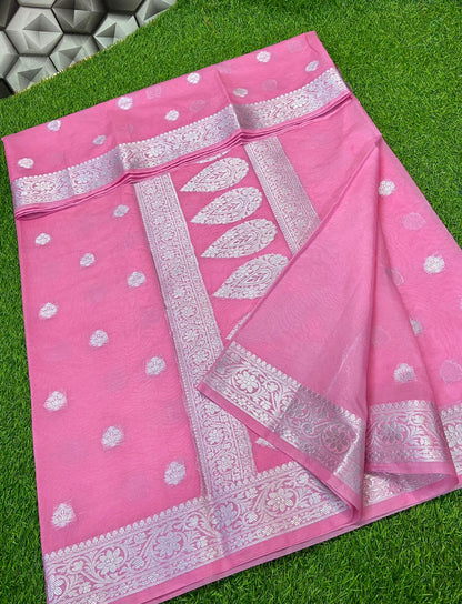 Banarasi Semi Georgette Silk Saree All Over Zari Booti Weaving