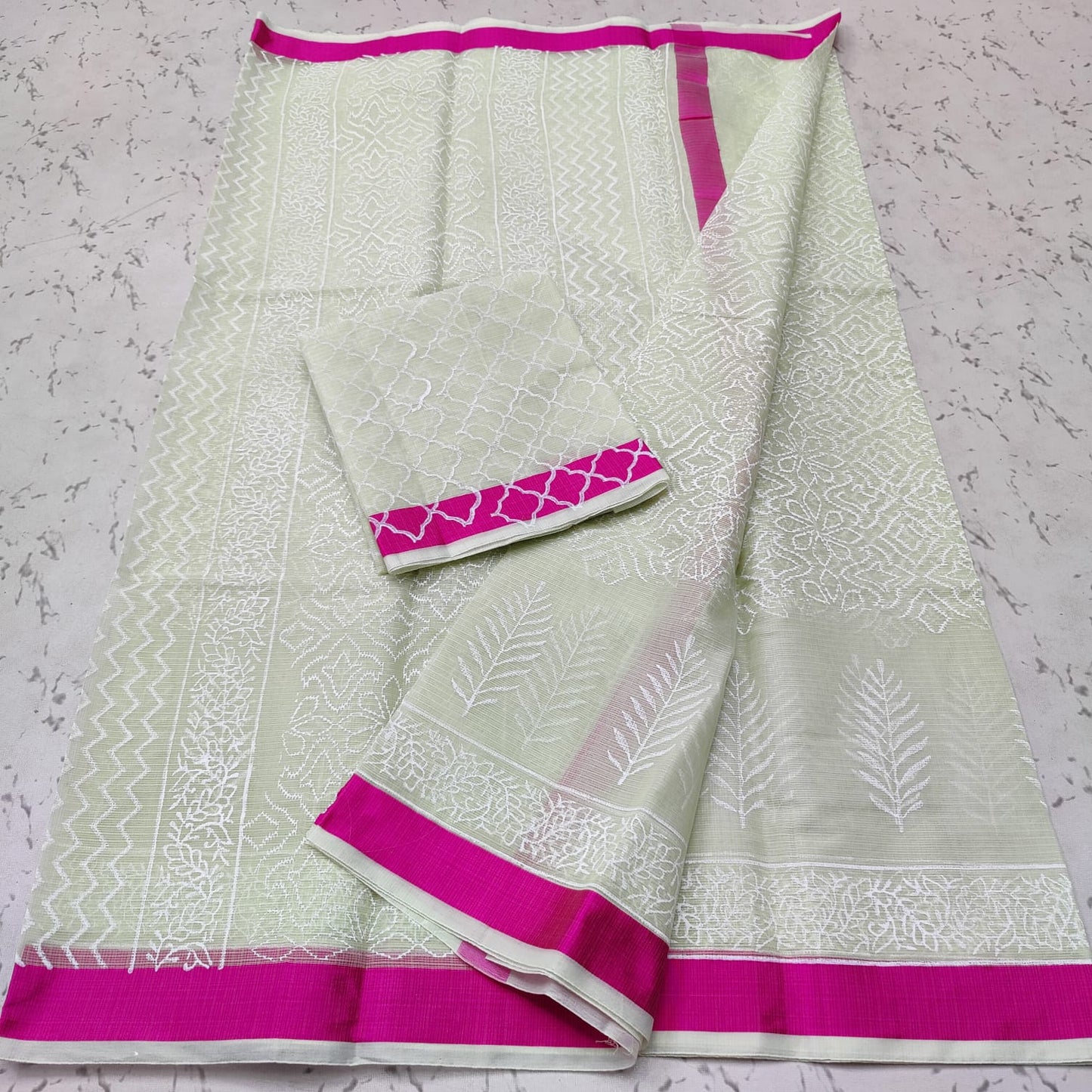 Pure Kota Doriya Block Printed Saree With Blouse