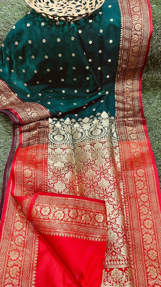 Handloom Semi Katan  Silk Saree Super Weaving With Blouse