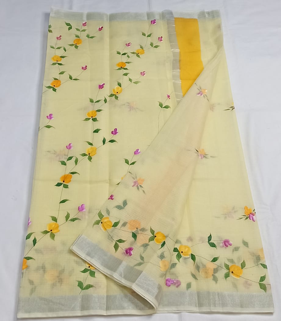 Pure Kota Doriya Hand Painting Saree With Blouse